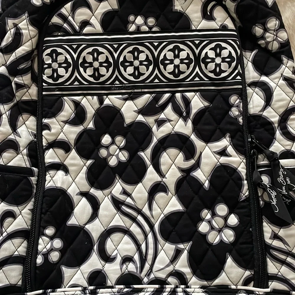 Black & White Vera Bradley Large Backpack Laptop Sleeve Tote